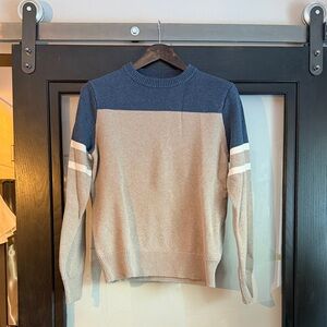 J. Crew Men's Blue and Tan Crewneck Sweater